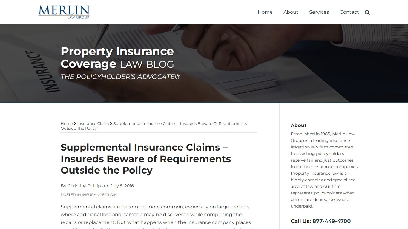 Supplemental Insurance Claims - Merlin Law Group